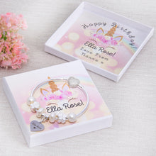 Load image into Gallery viewer, Unicorn Girls Birthday or Christmas Charm Bracelet With Initial Charm