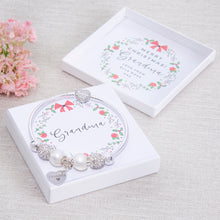 Load image into Gallery viewer, Grandma Gran Nanna Heart Christmas Charm Bracelet Personalised Gift