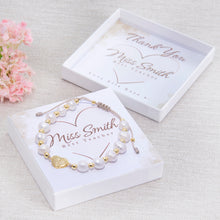 Load image into Gallery viewer, Thank You Teacher Gift, Beaded Bracelet, Diamante Personalised Card