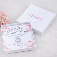 Load image into Gallery viewer, Special Friend Ladies Diamante Heart Necklace Personalised Floral Insert