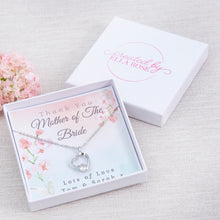 Load image into Gallery viewer, Mother of the Bride, Mother of the Groom, Thank You Heart Necklace, Wedding