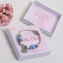 Load image into Gallery viewer, Big Sister Gift Charm Bracelet Blue Diamante Beads Personalised Star Card