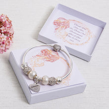 Load image into Gallery viewer, Adult Bridesmaid, Chief Bridesmaid, Maid of Honour, Mother of Bride or Groom Thank You Gift Bracelet Heart Clasp Engraved Heart Charm