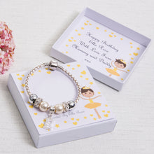 Load image into Gallery viewer, Ballerina Girls Birthday or Christmas Cream Charm Bracelet With Initial Charm