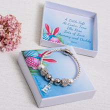 Load image into Gallery viewer, Easter Gift For Girls Charm Bracelet Initial Charm Personalised Easter Bunny Card