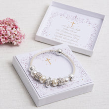 Load image into Gallery viewer, Confirmation Day Gift Sparkle Bracelet Cross Charm Personalised Card