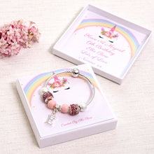 Load image into Gallery viewer, Unicorn Birthday or Christmas Gift For Girls Charm Bracelet With Initial Charm