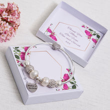 Load image into Gallery viewer, Adult Bridesmaid, Chief Bridesmaid, Maid of Honour Mother of the Bride or Groom Thank You Gift Adult Bracelet Heart Clasp Engraved Heart Charm