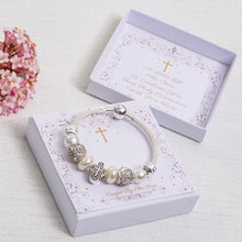 Load image into Gallery viewer, First Holy Communion Sparkle Bracelet Cross Charm Personalised Card