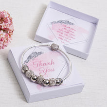 Load image into Gallery viewer, Thank You Teacher Gift, Bracelet, Diamante Apple Charm, Diamante Beads, Personalised Card