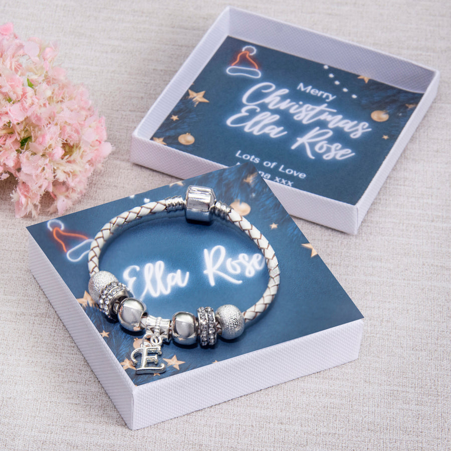 Christmas Stocking Filler Gift For Girls Charm Bracelet With Initial Charm