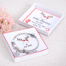 Load image into Gallery viewer, Reindeer Christmas Stocking Filler Gift For Girls Charm Bracelet With Engraved Name Charm
