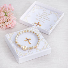 Load image into Gallery viewer, First Holy Communion Beaded Bracelet Gold Colour Personalised
