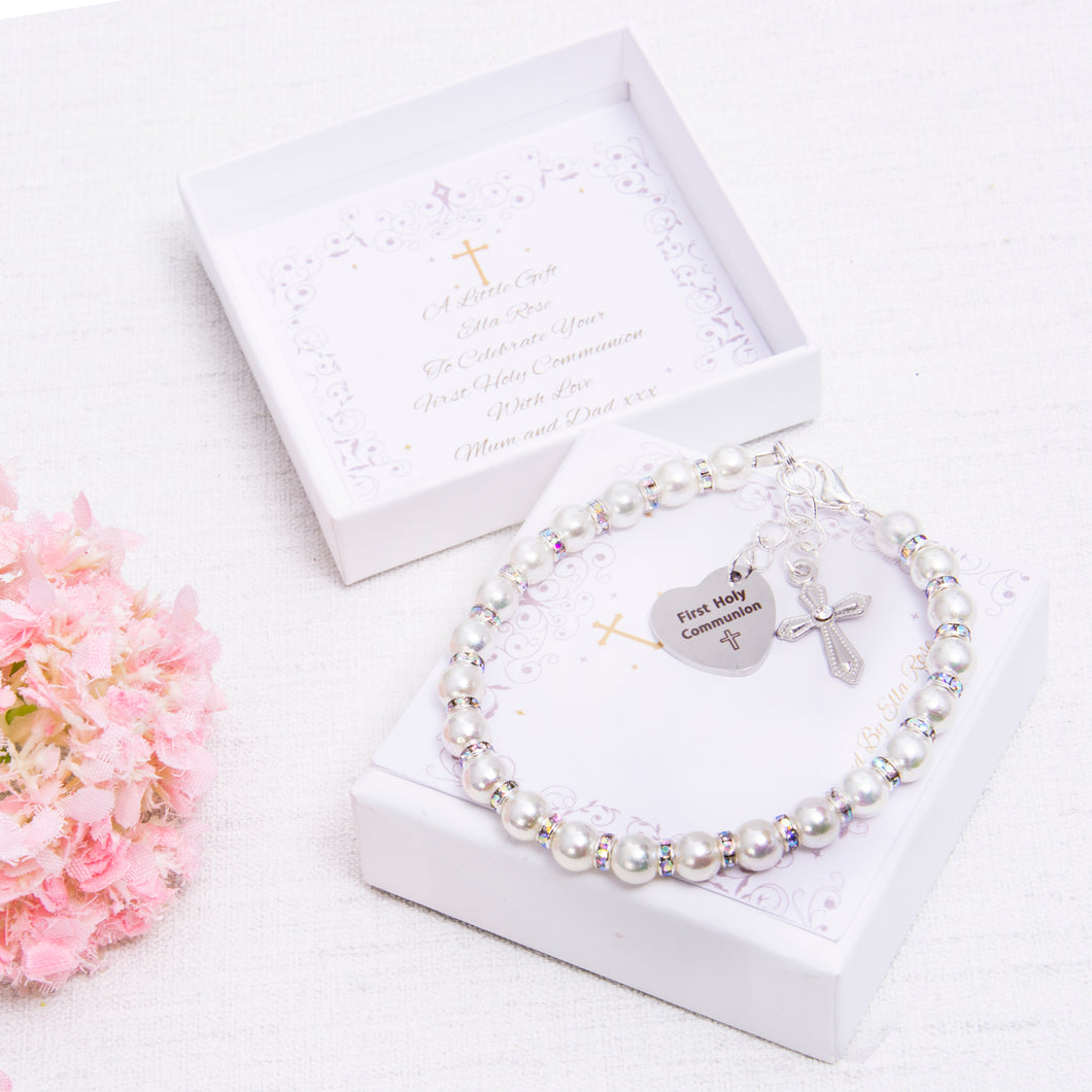 First Holy Communion Beaded Bracelet Personalised