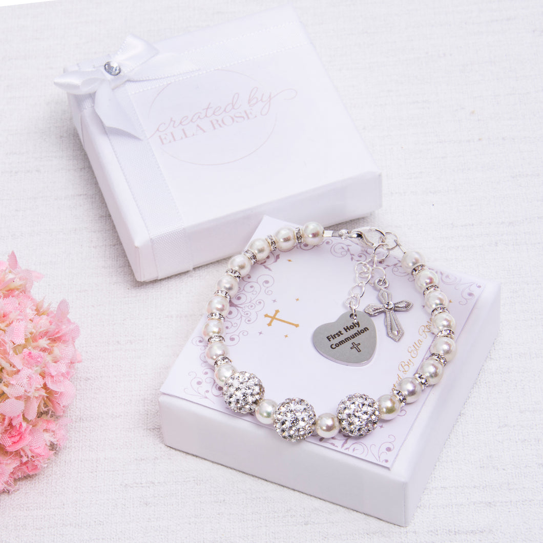 First Holy Communion Shamballa Beaded Bracelet Personalised