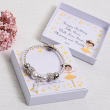 Load image into Gallery viewer, Ballerina Girls Birthday or Christmas Cream Charm Bracelet With Initial Charm
