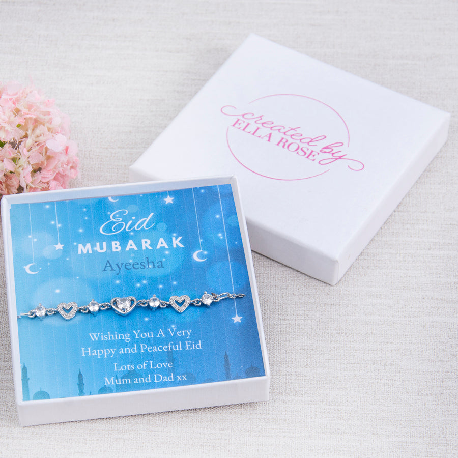 Eid Mubarak! Eid Gift Ladies Teenager Heart Bracelet Personalised