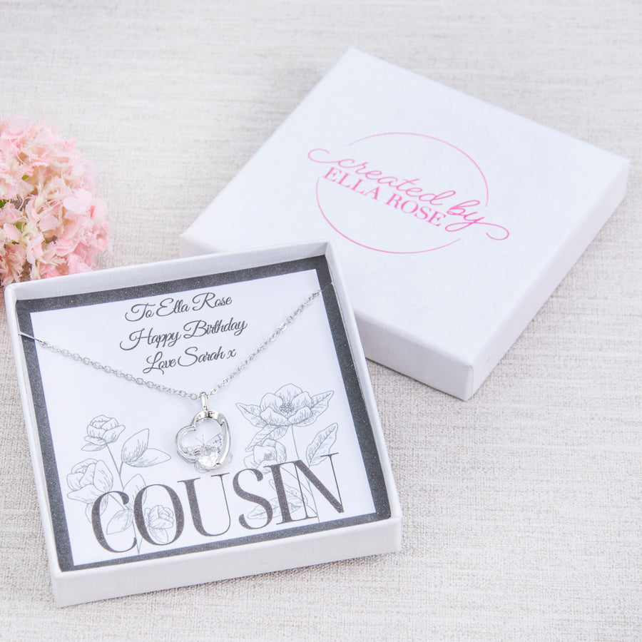 Cousin Heart Necklace Personalised Gift