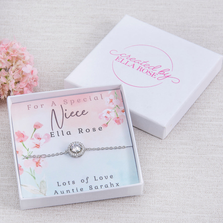 Niece Diamante Bracelet Personalised Gift