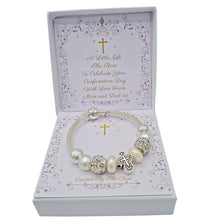 Load image into Gallery viewer, First Holy Communion Sparkle Bracelet Cross Charm Personalised Card
