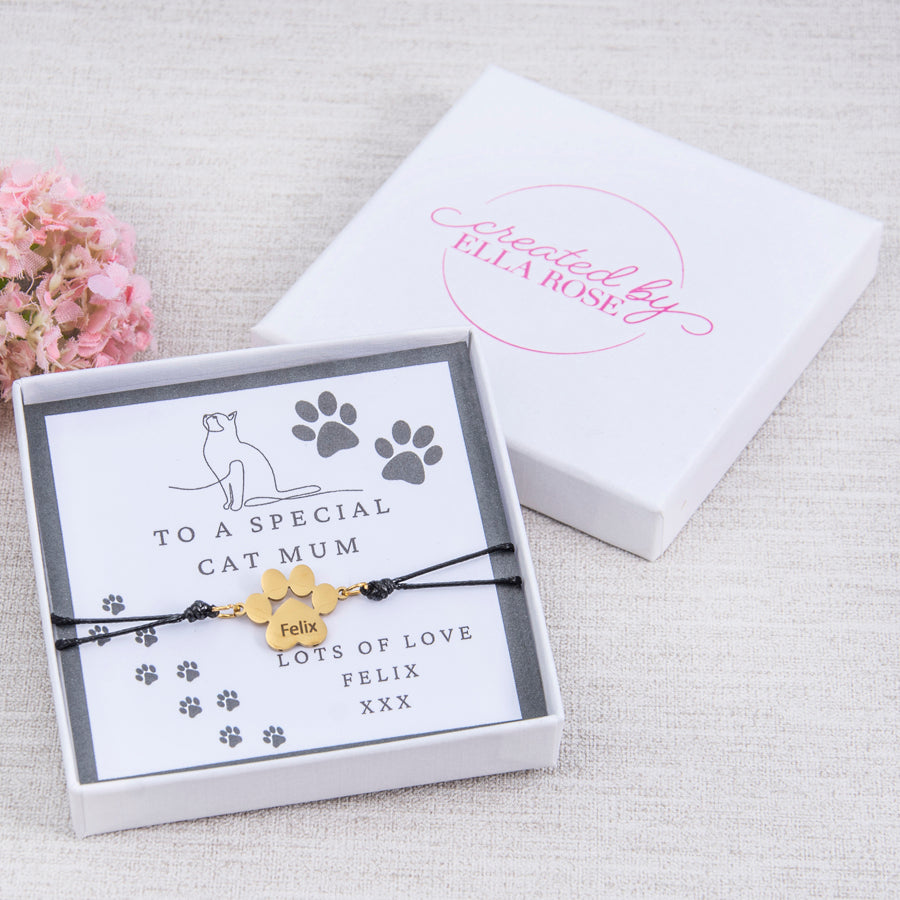 Cat Mum Paw Bracelet Personalised Gift