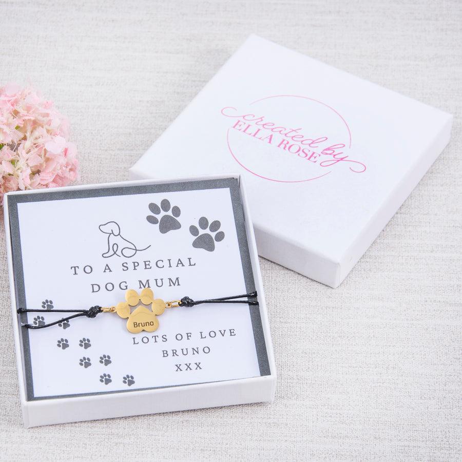 Dog Mum Paw Bracelet Personalised Gift