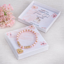 Load image into Gallery viewer, Flower Girl Thank You Gift Beaded Bracelet And Engraved Charm
