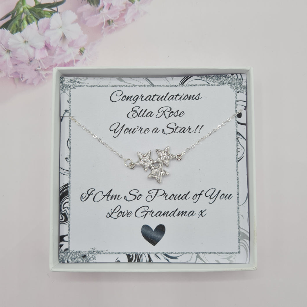 Well Done! You're A Star! Necklace Congratulations You've Passed Your Exams! Personalised Keepsake Gift, Jewellery