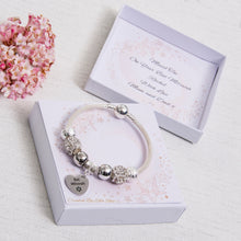 Load image into Gallery viewer, Bat Mitzvah Gift Sparkle Bracelet Engraved Heart Charm Personalised Card
