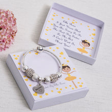 Load image into Gallery viewer, Big Sister Solid Bangle Cream and Diamante Beads Personalised Ballerina Card
