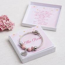 Load image into Gallery viewer, Big Sister Gift Charm Bracelet Pink Diamante Beads Personalised Star Card
