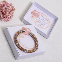 Load image into Gallery viewer, Adult Bridesmaid, Chief Bridesmaid, Maid of Honour, Mother of The Bride or Groom Thank You Gift Gold Sparkle Bracelet Personalised Card
