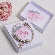 Load image into Gallery viewer, Sweet 16th Birthday Gift Keepsake White Leather Sparkly Beads Bracelet Personalised Card
