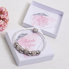 Load image into Gallery viewer, Thank You Teacher Gift, Bracelet, Diamante Apple Charm, Diamante Beads, Personalised Card
